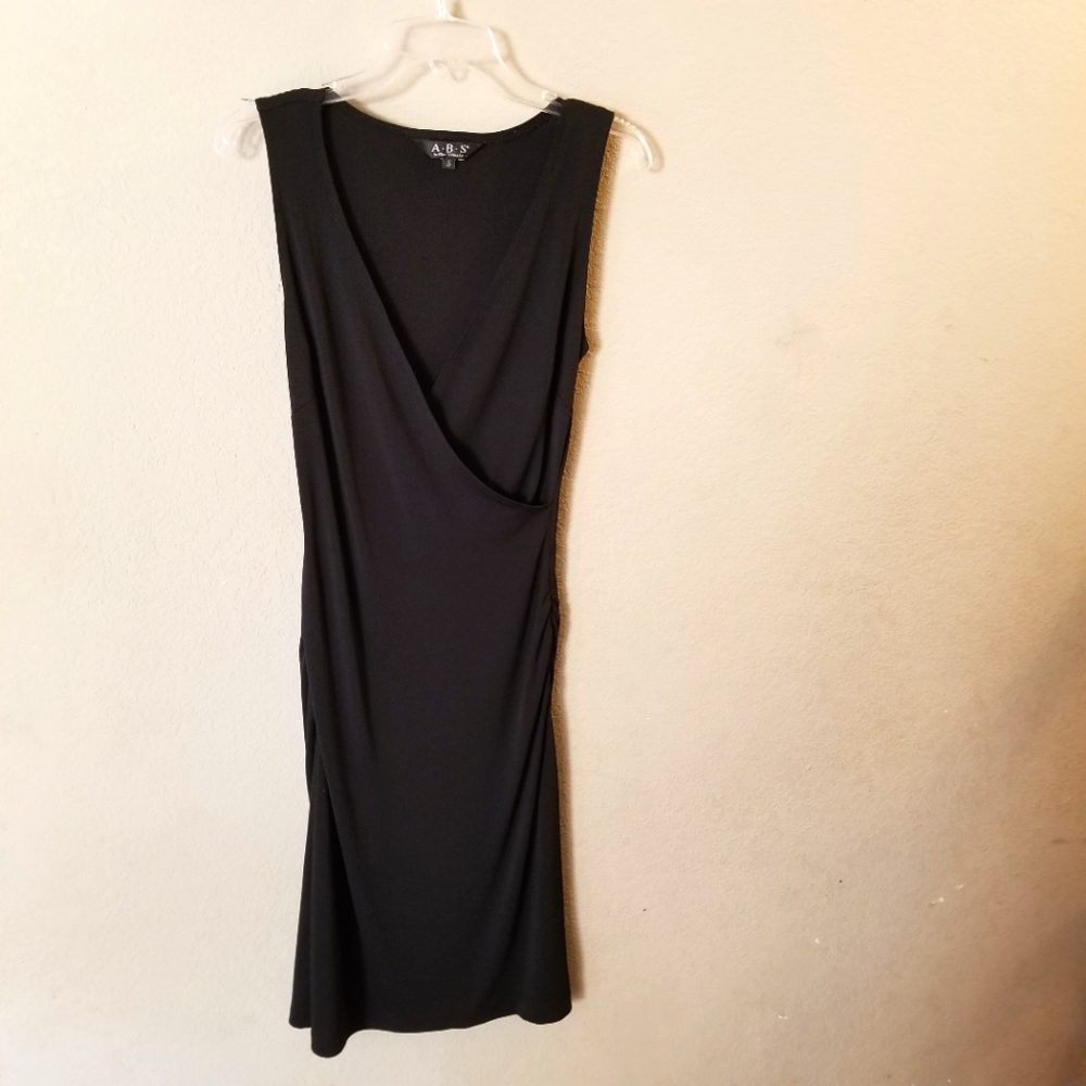 ABS Allen Schwartz Women's Black Sleeveless Dress Ruching on Sides Size Small
